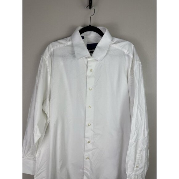 David Donahue Men’s 18 34/35 White Cotton Regular Fit Dress Shirt Formal Office - Picture 5 of 12